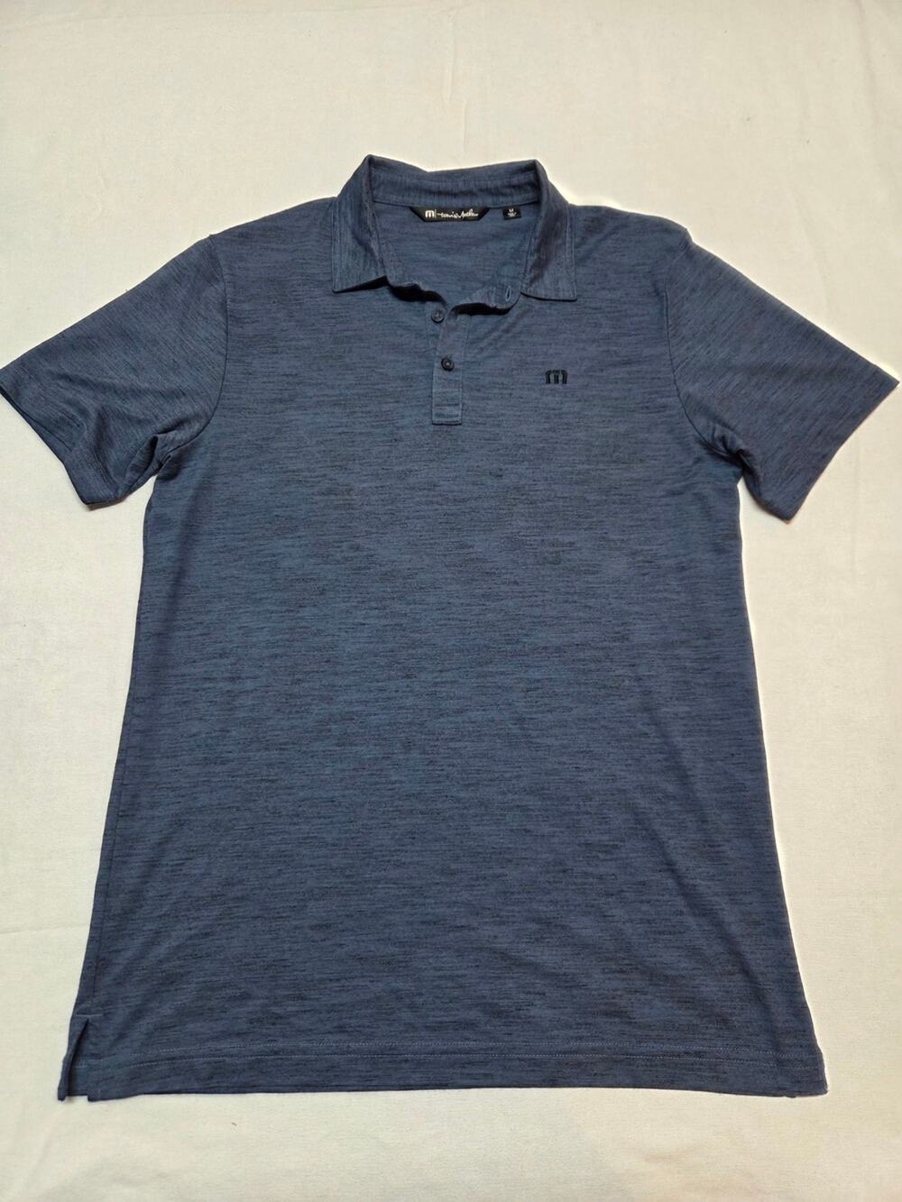 Travis Mathew Navy Heather Short-Sleeve Polo Size M